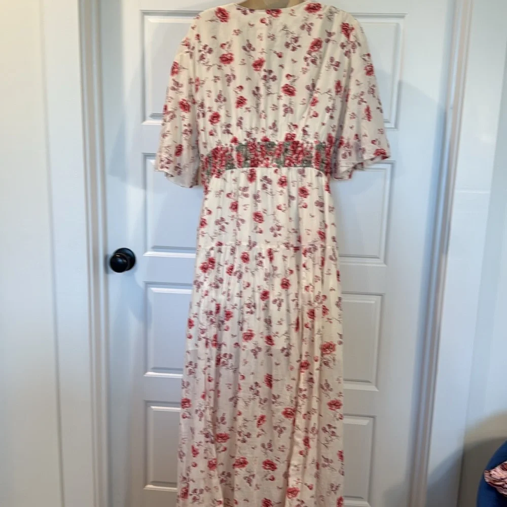 Free People Lysette Maxi Dress Floral Summer V neckline Dress large - Picture 15 of 15